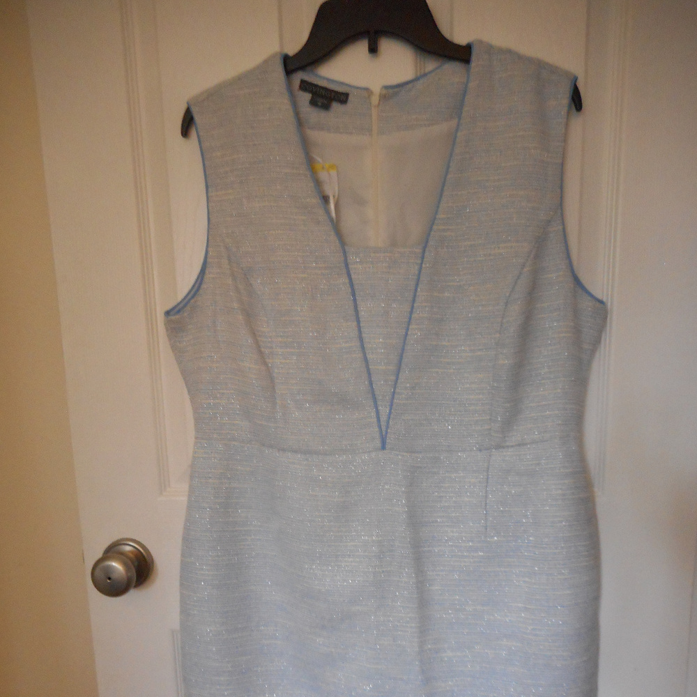 NWT Covington sleeveless dress, blue/white/silver